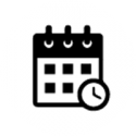 Black and white icon of a calendar