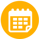 An icon of a calendar in a yellow circle