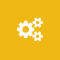 Yellow icon of gears