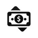A black and white icon of a dollar bill with a dollar sign on it