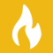 Yellow icon of a flame