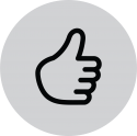 A thumbs up icon in a circle on a white background
