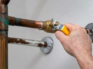 An indoor ball water shut off valve